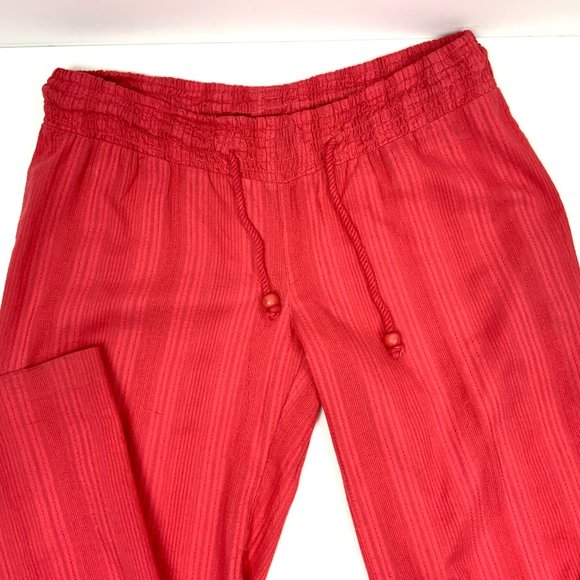 Billabong Coral Red Cotton Elastic Waist Beach Vacation Pants Small - Picture 7 of 16